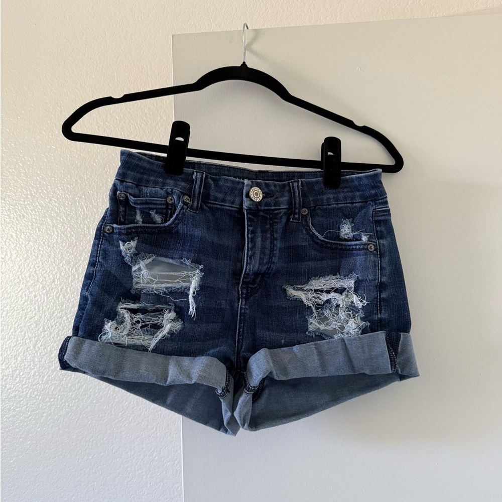 American Eagle Outfitters Blue Jean Shorts Distressed Cuffed Hem
